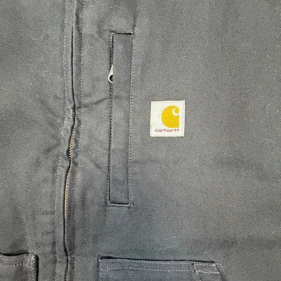 Carhartt Washed Duck Mock-Neck Vest Mens XL Loose Fit Black Canvas Sherpa Lined - Picture 8 of 12